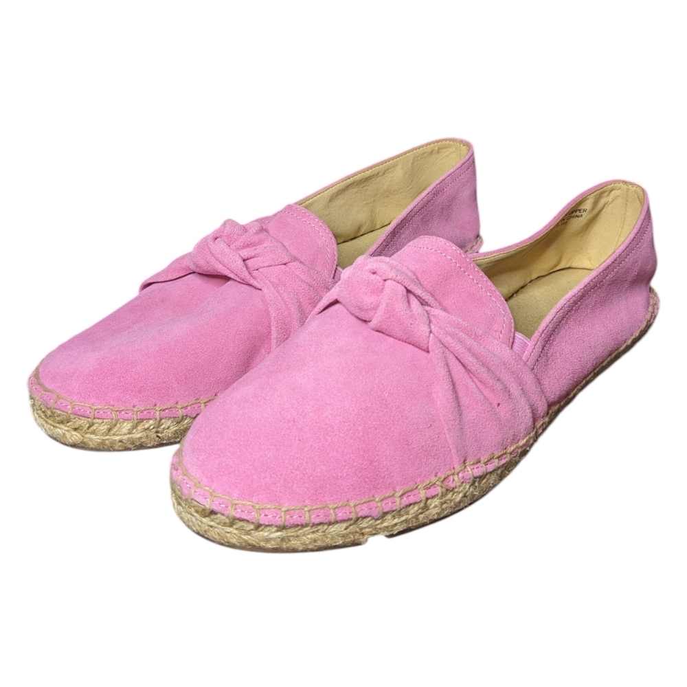 Talbots | Izzy Pink Leather Suede Cinched Flat Espadrilles Women's Size 9.5 - Picture 4 of 9